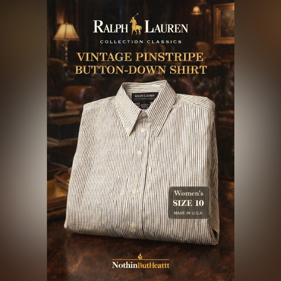 Ralph Lauren Tops - Vintage Ralph Lauren Collection Classics Pinstripe Button-Down  Shirt W Size 10